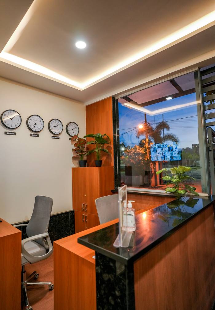 Reception desk at Legacy Square Hotel